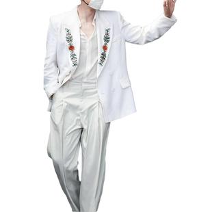 ROKKIHU 歌手张杰同款领子刺绣高级感小众设计长袖西装外套