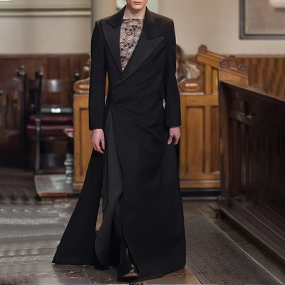 高定秀场款暗黑风超长西装外套