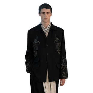 走秀烫花草钻刺绣夹克外套上衣 男士 ROKKIHU 2024新款