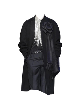 ROKKIHU 秋冬diox 2020fall花朵流苏绵羊毛醋酸缎面大衣风衣外套