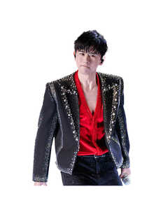 ROKKIHU 新款时尚烫钻手工缝钻张杰演唱会同款长袖西服外套