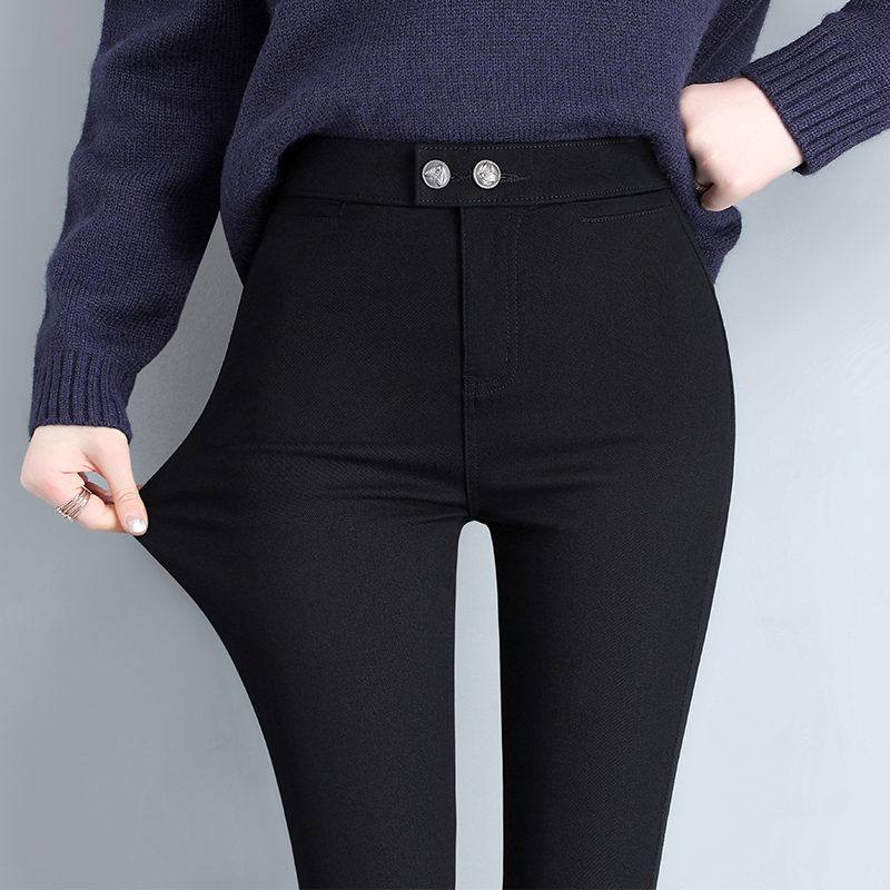黑色打底裤女外穿春秋2025新款高腰紧身魔术秋冬加绒黑裤小脚裤子
