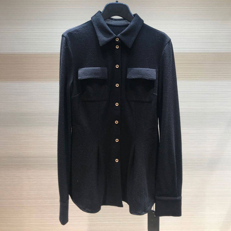 阿玛施旗舰店官网2020秋新款正品代购修身收腰女装口袋长袖衬衫女