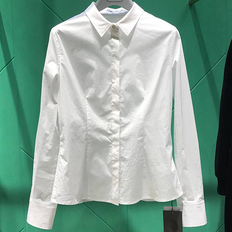 阿玛施旗舰店官网2020秋新款女装专柜正品代购OL长袖衬衫白色衬衣