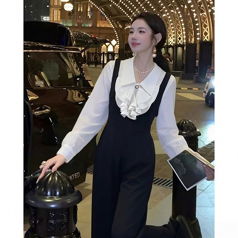 2026春季新款女一整套穿搭法式复古连体裤小众设计感连体衣D4750
