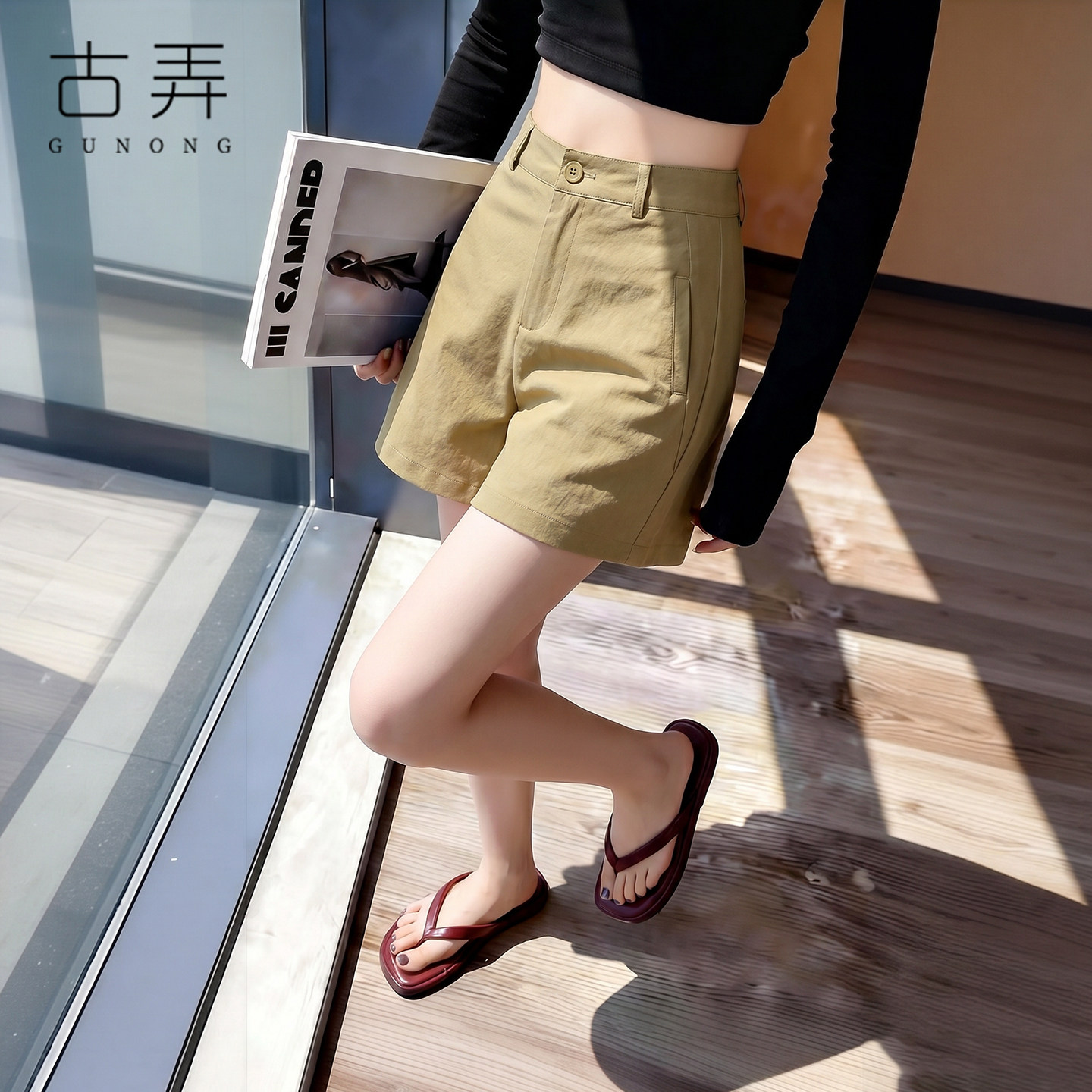 夏季薄款高腰阔腿休闲短裤女胖mm遮肉显瘦外穿百搭显瘦a字短裤