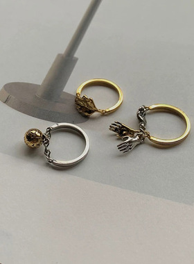 网红欧阳做旧造型感链条戒指套戒