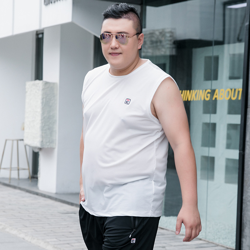 背心男士年轻丅厦t夏季男人孑冰丝运动衫胖上衣服汗衫