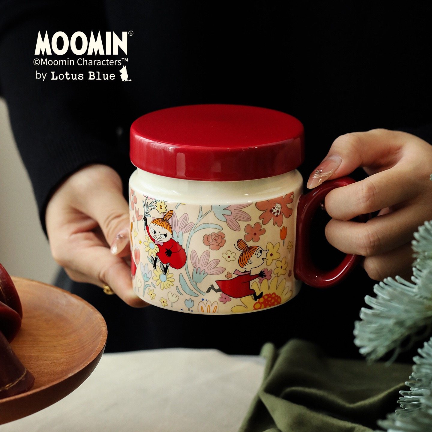 moomin姆明陶瓷杯子带盖马克杯圣诞水杯高颜值茶水分离泡茶杯家用