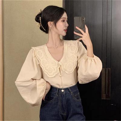 春夏季新款娃娃气质chic领女装设计女衬衫初秋上衣感长袖2025年