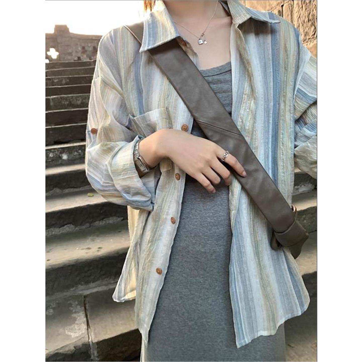 春夏季新款外防晒小显瘦宽松清新长袖女复古条纹衬衫搭衬衣防晒薄,女装/女士精品,衬衫,淘宝优惠券,粉丝福利购,淘宝优惠卷