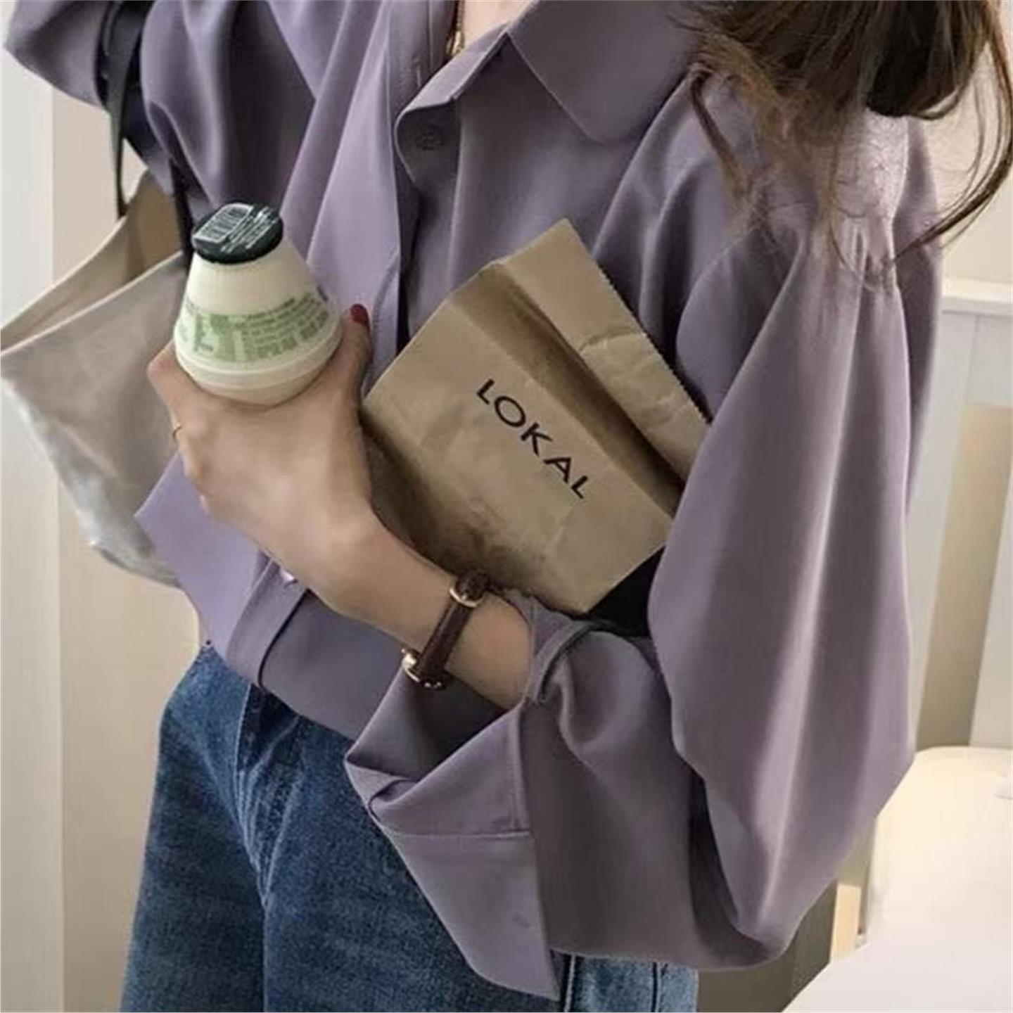 春夏季新款法式高级感紫色衬衫显瘦上衣2025新女装设计感小众衬衣