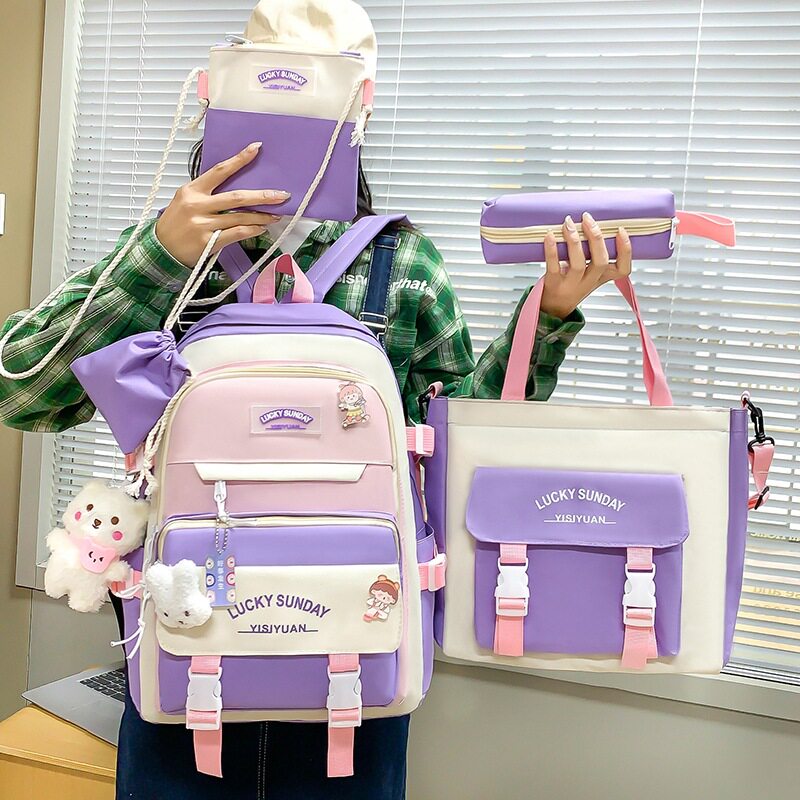 至诚女包 高级感尼龙耐磨书包女小学生大容量双肩背包新款双肩包