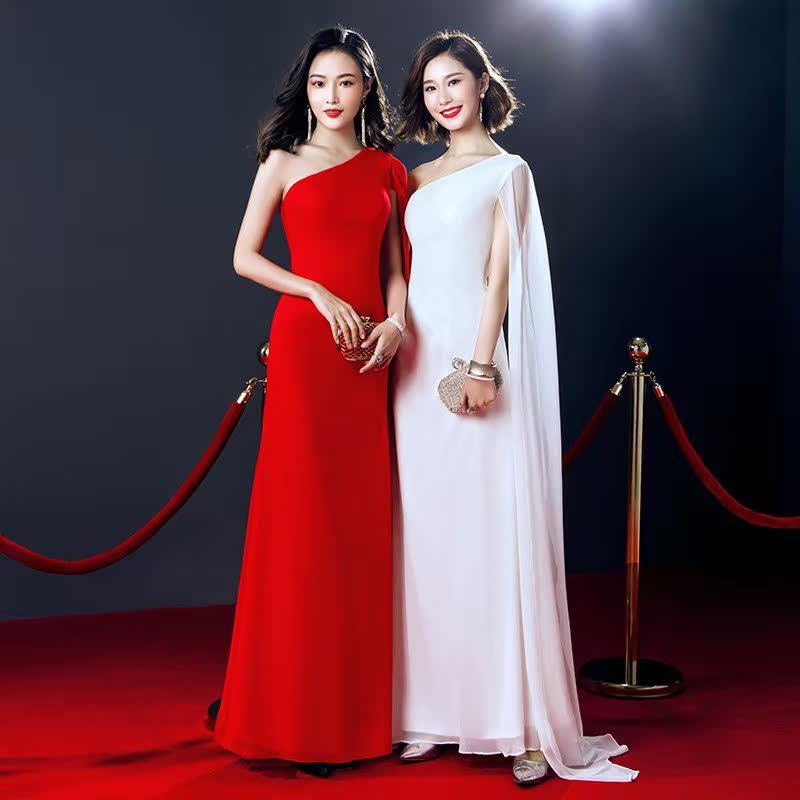 宴会晚礼服显瘦遮手臂2019新白色主持人年会礼服长款高贵优雅修身|msdalam kategori Butik wanita / wanita, perkahwinan/Cheongsam/pakaian, pakaian/malam - dari Buy2taobao.com untuk memberikan perkhidmatan ejen Taobao profesional membeli