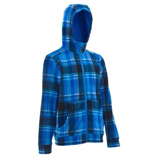 迪卡侬儿童装户外运动保暖软壳聚酯摇粒绒连帽抓绒衣开衫