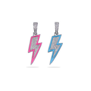 情人节限定WIC 22FW粉色闪电限定吸光夜光粉色锆石欧美情侣吊坠