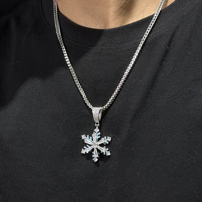 WIC铜合金钛钢麻花链情侣雪花