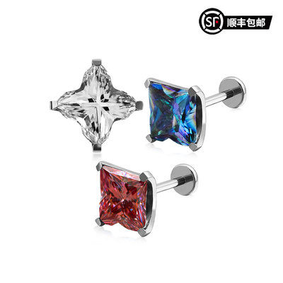WIC钛合金莫桑钻MONOGRAM 北极星切割 养耳洞耳钉