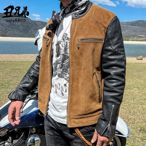 uglyBROS哈雷印第安牛皮机车服