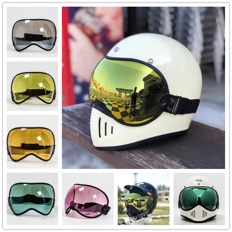 台湾产SHOEI ZERO MOTO3辛普森M50加装复古头盔镜片挡风玻璃