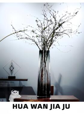 50CMT筒烟灰花瓶 | 加厚水晶玻璃锤纹工艺落地雪柳龙柳落地桌面