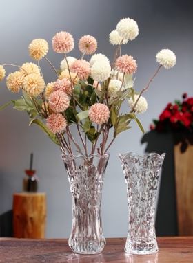 水晶玻璃小花瓶水养鲜切花玫瑰绿萝餐桌客厅多功能高级感摆件