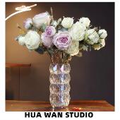 炫彩圆卢梭 加厚水晶玻璃花瓶水养鲜切花玫瑰百合餐桌摆件