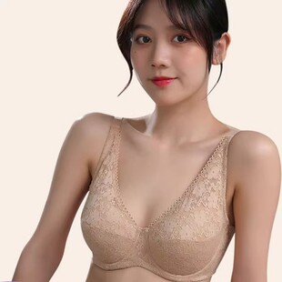 蕾丝调整型侧收副乳内衣文胸7373 大码 紫兰蒂 全罩杯薄款