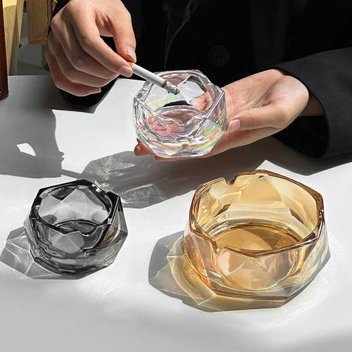 水晶玻璃烟灰缸家用客厅高级感