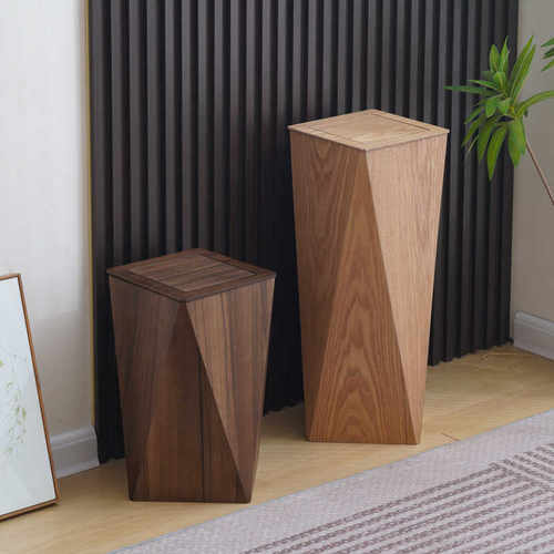 带盖创意木质轻奢垃圾桶家用北欧