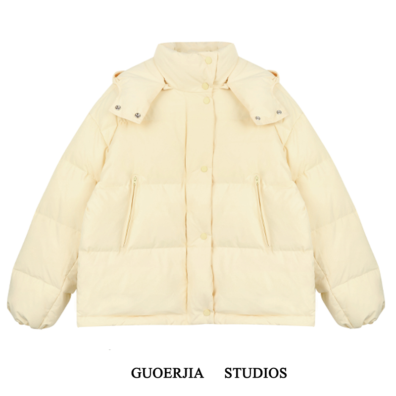 温暖风连帽短款外套羽绒棉服