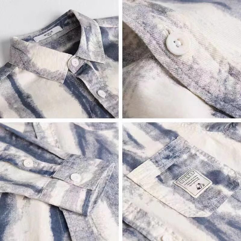 印花休闲衬衫男款痞帅气潮流寸衫外套炸街气质出众衬衣外套高级感