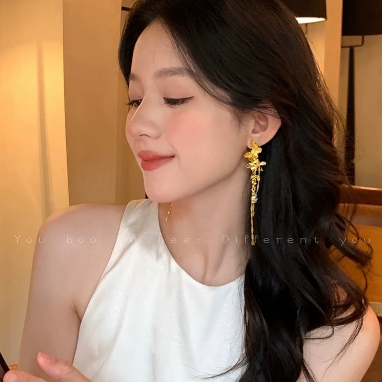 26度晚风复古金色长款流苏蝴蝶耳环女款超显瘦两戴式花朵耳钉耳饰,饰品/流行首饰/时尚饰品新,耳环,淘宝优惠券,粉丝福利购,淘宝优惠卷