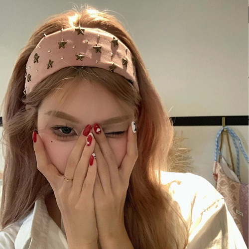 星星26度晚风复古辣妹小众个性星星铆钉宽边头发箍2025新款复古