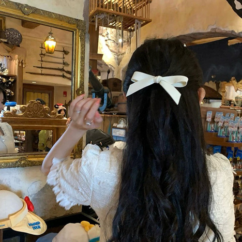 26度晚风蝴蝶结PU皮发夹发饰头饰高端发夹高级感气质马尾夹发卡