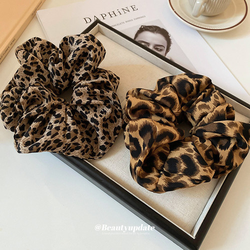 26度晚风复古豹纹大肠发圈扎丸子头马尾发绳高弹力皮筋不伤发饰品