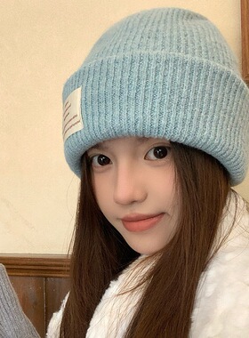 猫女的心事秋冬韩版百搭针织帽子女新款加厚防风护耳堆堆帽冷帽