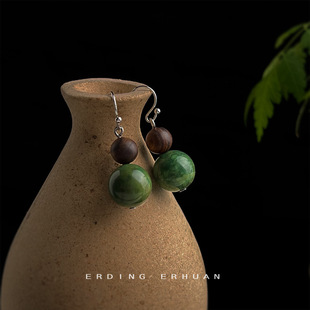 美菱矿绿松石手作设计感圆形几何复古宫廷国潮 明天见ohh新中式