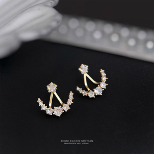 明天见ohh微镶锆石一款两戴式耳钉S925银针孙艺珍同款耳钉星月款