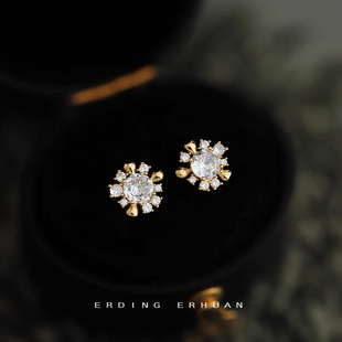 百搭新款 微镶锆石简约轻奢风镀银针镀14K时尚 明天见ohh原创设计