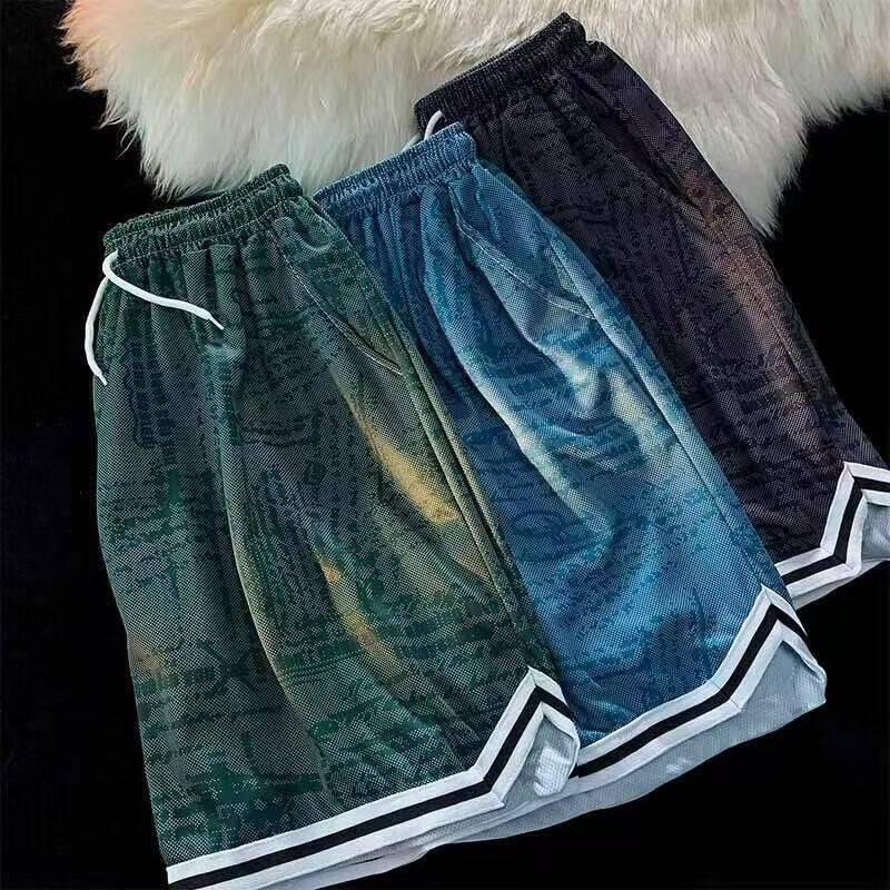 夏季薄款冰丝短裤男士ins潮牌速干休闲百搭潮流宽松五分中裤大码