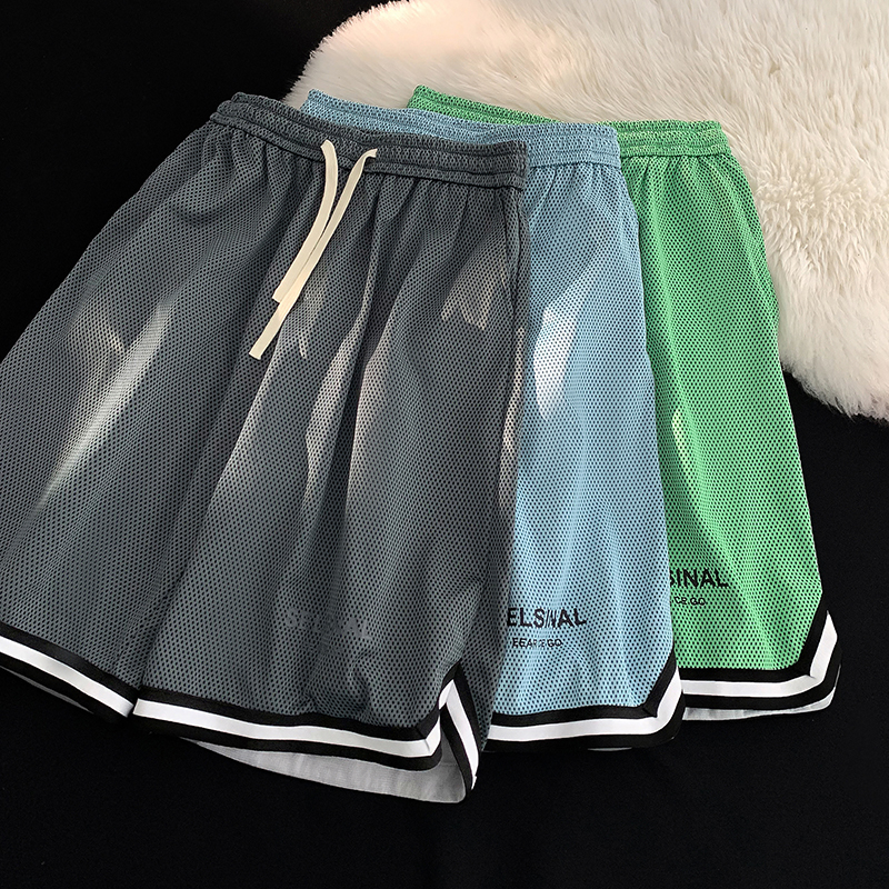 篮球运动短裤男士夏季薄款外穿网眼速干宽松中裤美式休闲五分裤子