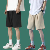 大裤 休闲宽松运动男士 衩黑色沙滩裤 冰丝速干五分裤 短裤 大码 男夏季
