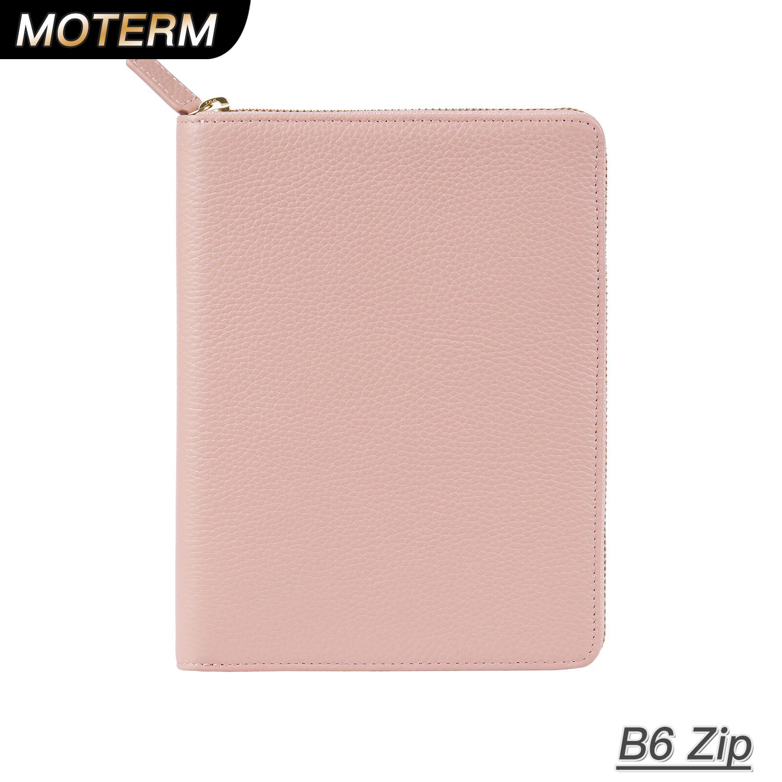 moterm拉链B6牛皮荔枝纹定页封皮