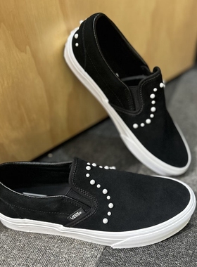 VANS SLIP ON黑色麂皮珍珠一脚蹬低帮男女板鞋休闲鞋VN000ED2BLA