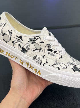 VANS AUTHENTIC韩国艺术家联名黑白低帮男女鞋帆布鞋VN000EGAGUH