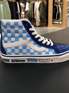 现货VANS SK8-HI安纳海姆字母印花棋盘格男女高帮板鞋VN0A5KRIA5I