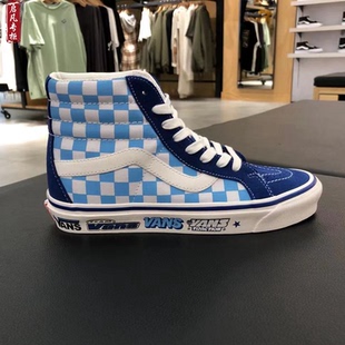现货VANS SK8-HI安纳海姆字母印花棋盘格男女高帮板鞋VN0A5KRIA5I