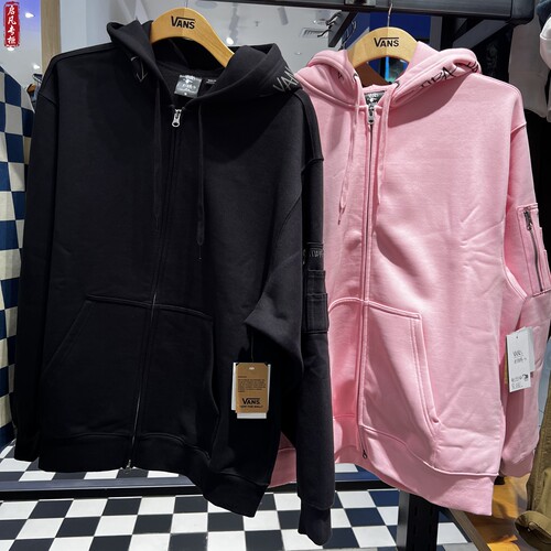 VANS开襟连帽粉色男女卫衣