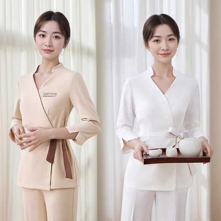 新款美容师工作服高端美容院足浴足疗养生馆SPA会所技师工服套装